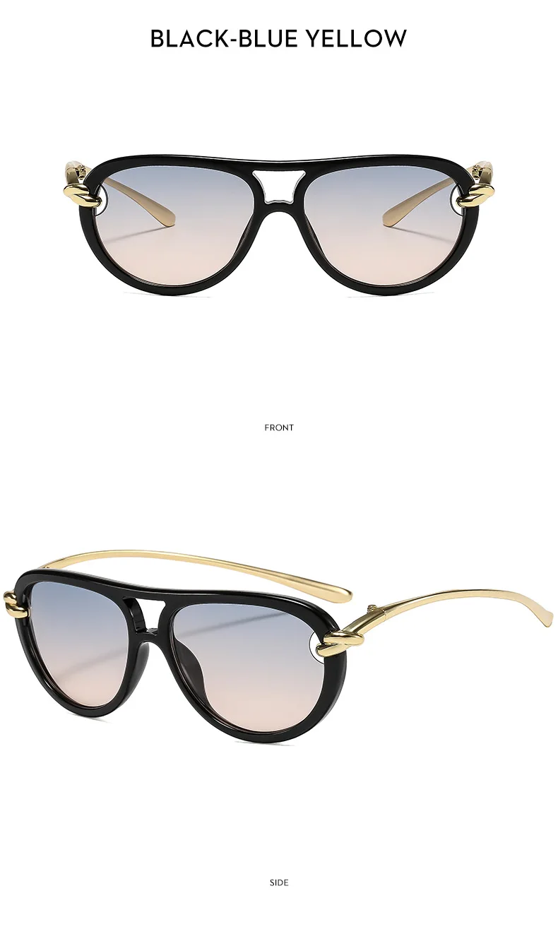 Mode Knoten Doppel Strahl Pilot Sonnenbrille Luxus Marke frauen Personalisierte Sonnenbrille Outdoor Straße Casual Einfache Sonnenbrille – Detail 21