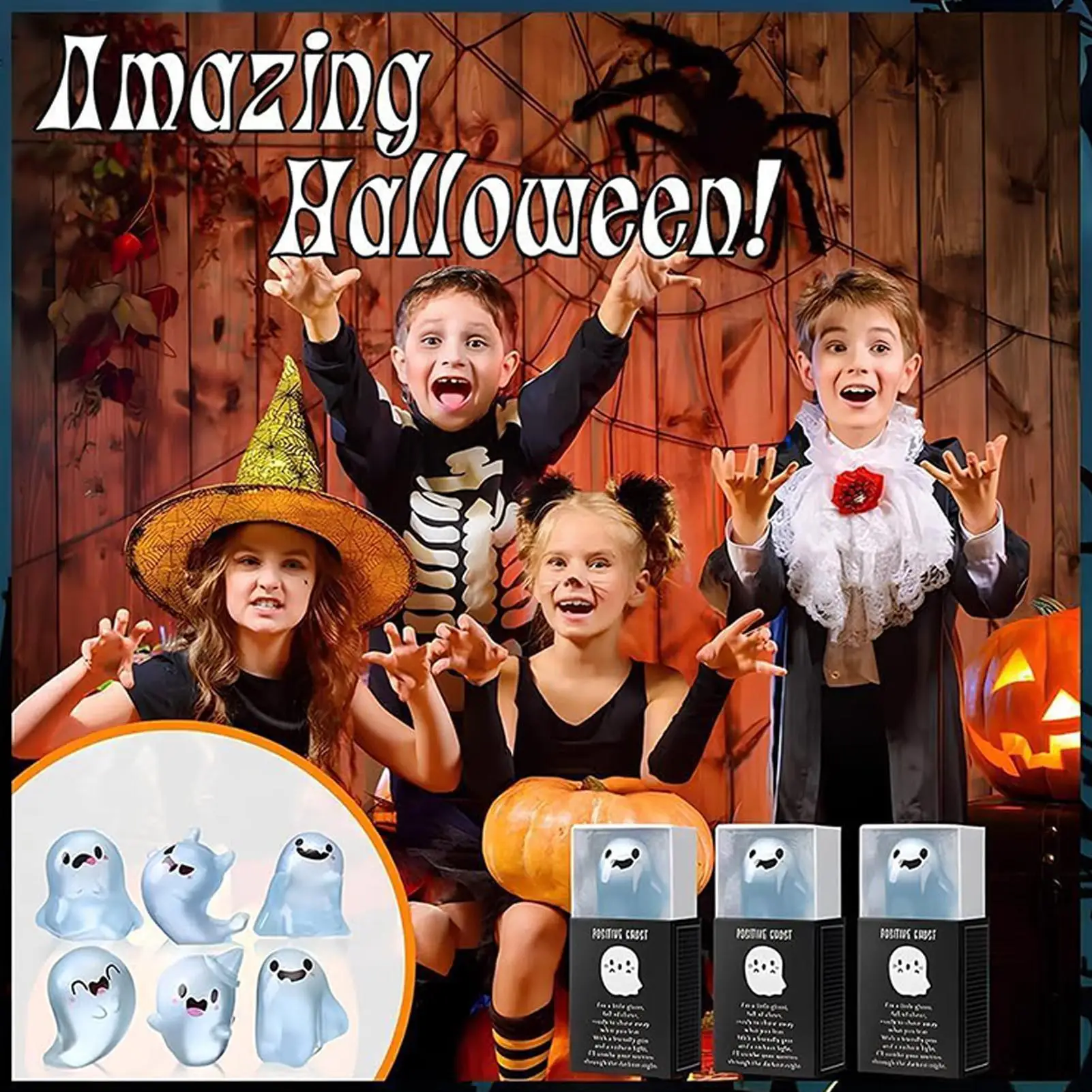 Mini Ghost Figurines Decorative Glow In The Dark Mini Ghost Figures With Box 6 Pieces Cute Resin Glowing Decoration For Yard