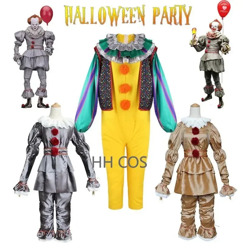 Pennywise Cosplay Costume Kid Stephen King's It Clown Suit Joker Halloween Party