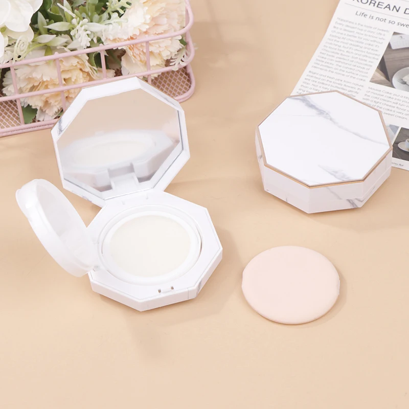 15g Marble Empty Air Cushion Puff Box Portable Cosmetic Makeup Case Container With Powder Sponge Mirror For BB Cream Foundation