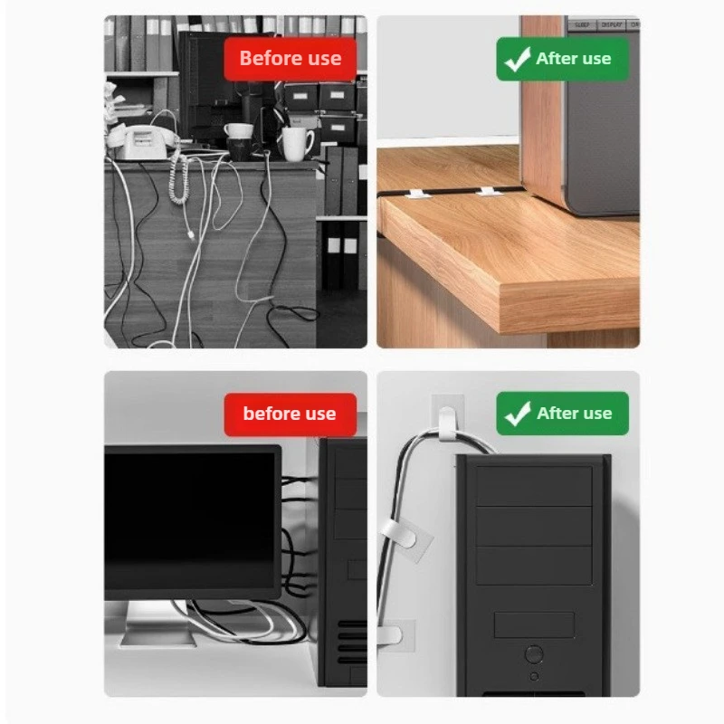 شريط منظم سحري مع لاصق - شرائط إدارة الأسلاك لشحن الكابلات وتنظيم كابل البيانات لأساسيات المكتب