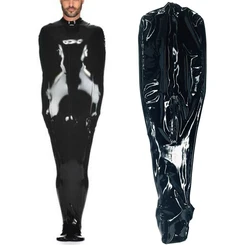 Men's Latex Catsuit  latex Vacuum Body Sleep Bag   back zip Customize 0.4mm