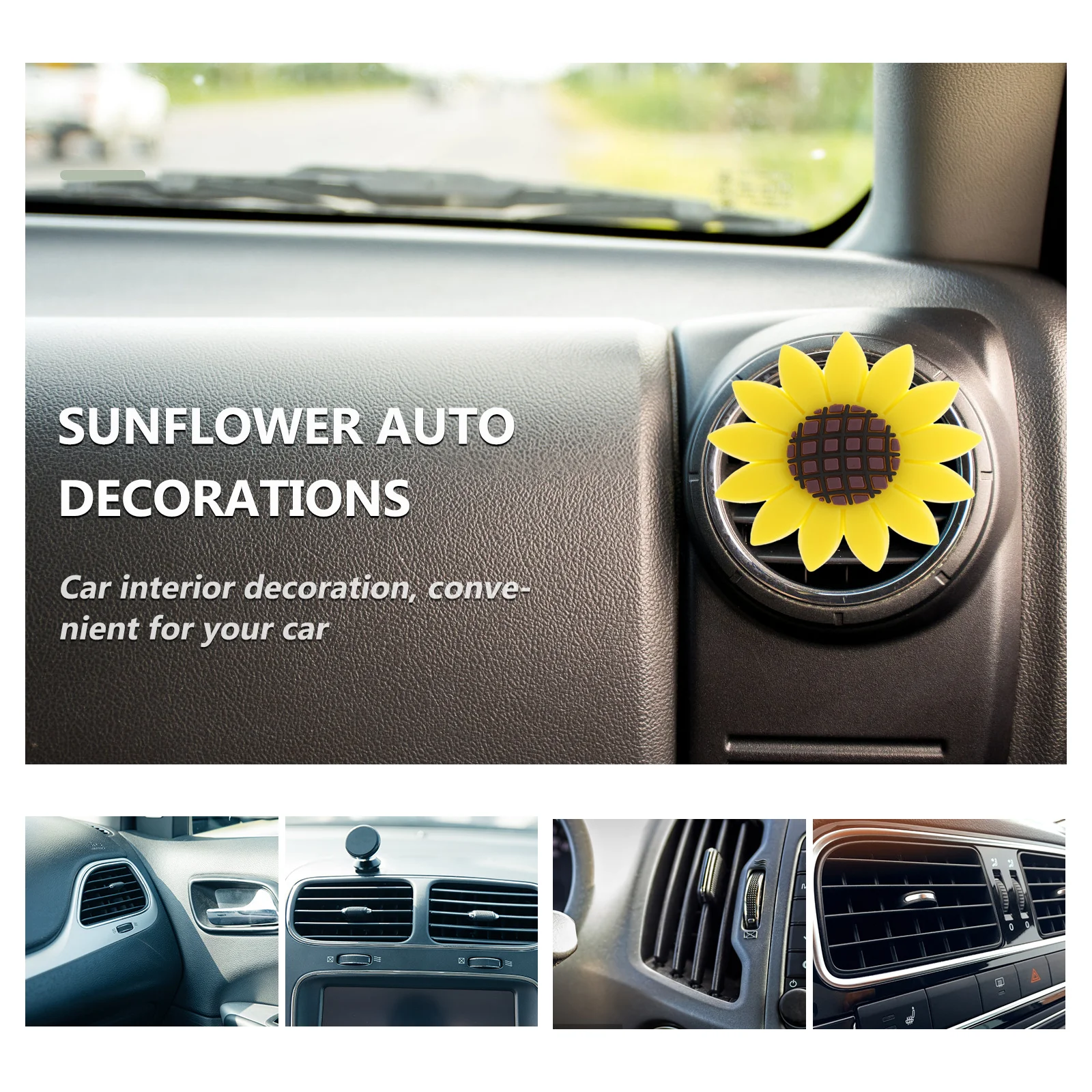 4 قطع من مشبك ناشر الروائح العلاجية للسيارة، زينة عباد الشمس، هدية متينة وخفيفة الوزن للحماية من الخدوش