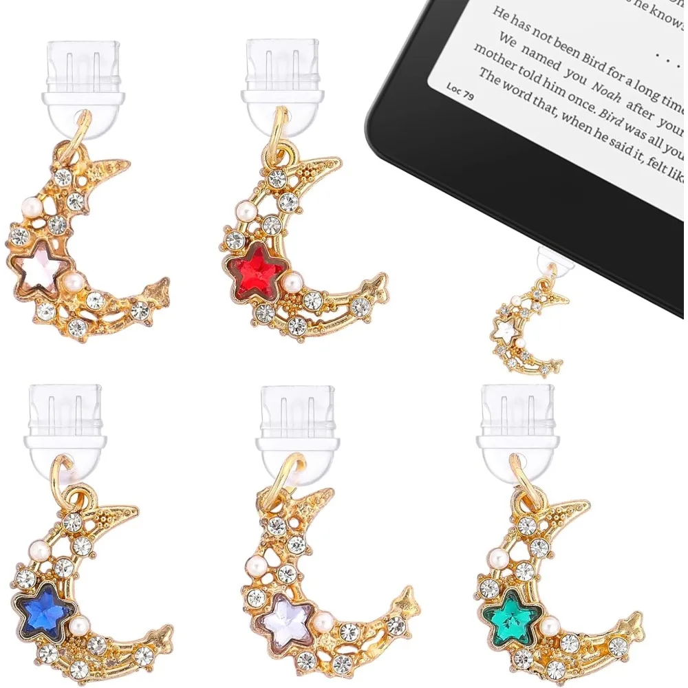 

Сияющая модная пылезащитная заглушка Moon, подвеска Type-C, пробка для зарядного порта для iPhone16, пылезащитная крышка, женские аксессуары для телефонов