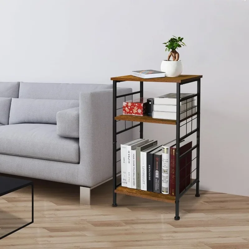 

Tall End Table, Narrow Night Stand with #-Design Sturdy Frame, Small Bed Side Table for Small Space in Living Room