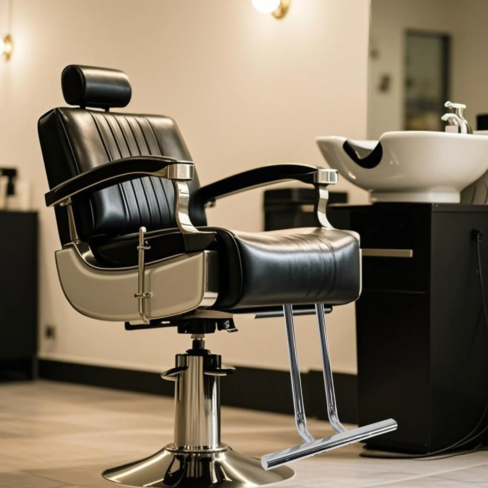 

Barber Chair Footrest Replacement Metal Pedal for Salon Chairs Sturdy Comfortable Foot Support Salon Equipment Accessory