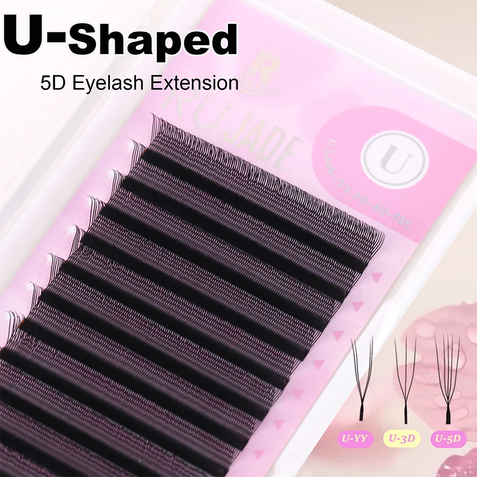 

New Style U-shaped Eyelash Extension Easy to Apply 3D Volume False Lashes Natural Wispy U YY Shape Faux Mink Lashes for Makeup
