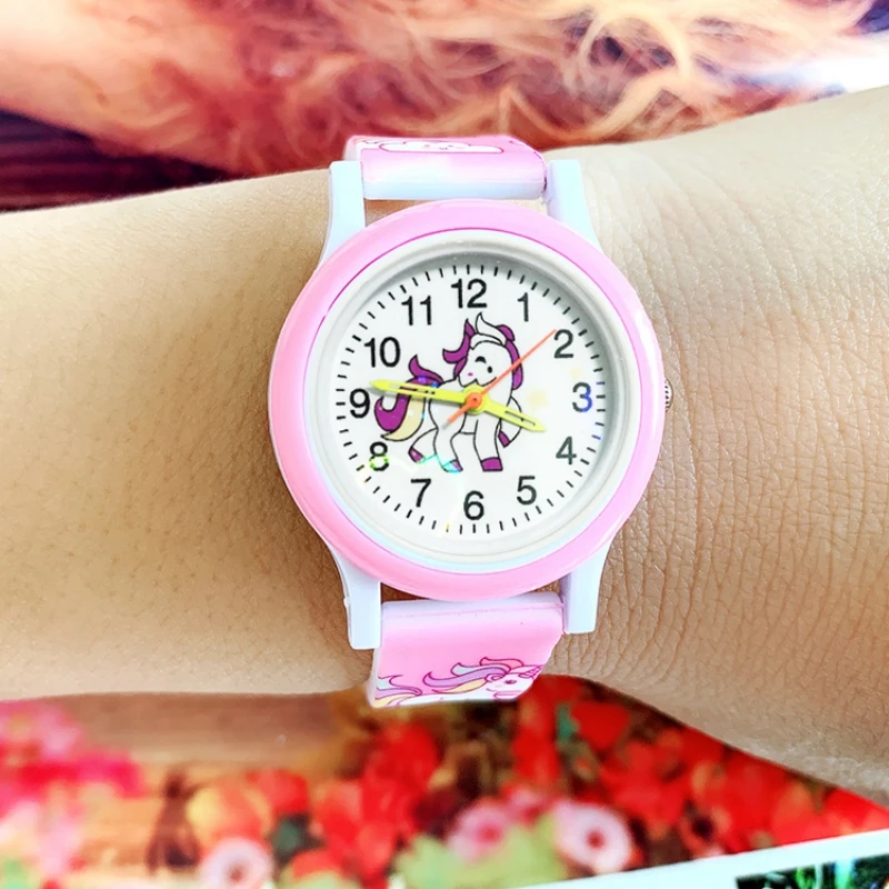 Lovely Girls Watches Unicorn Printing Silicone Candy Jelly Children Quartz Watches Boys Students Party Gifts Clock