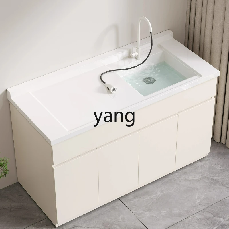 

LTT washboard-free artificial quartz stone integrated laundry pool full honeycomb aluminum balcony laundry cabinet
