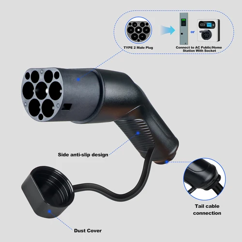 Imagen 2 del producto Kolanky Type2 EVS macho EV cargador enchufe conectar a la estación de carga EV 1/3 fase 16/32A IEC 62196-2 EV conector de cargador 22KW máximo