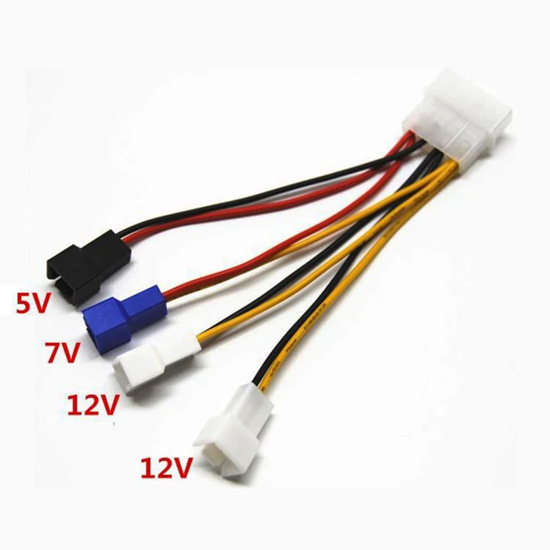 1pcs 4-Pin Molex To 3-Pin Fan Power Cable Adapter Connector 12v*2 / 5v*1 Computer Cooling Fan Cables for CPU PC Case Fan