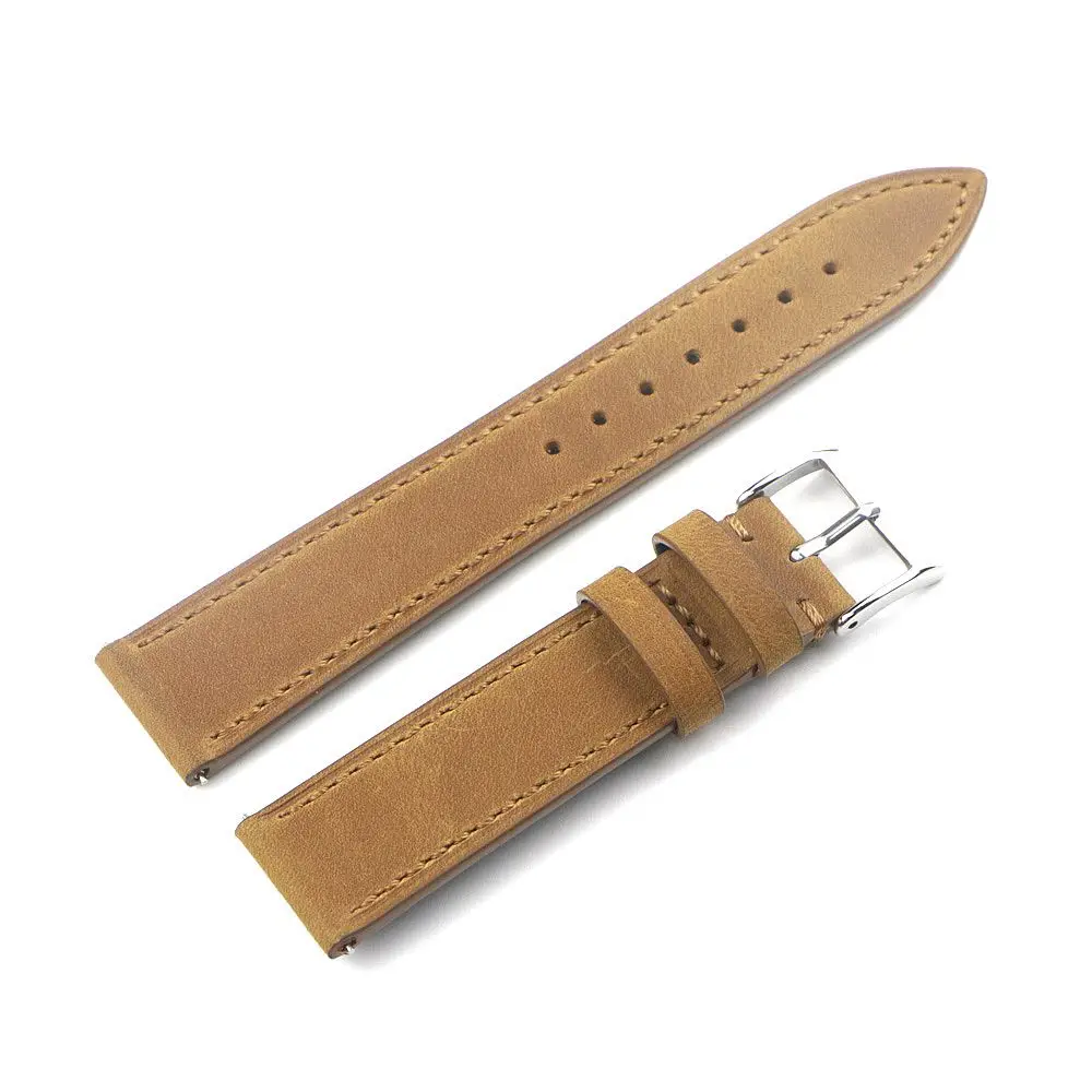 Crazy Horse Cowhide Leather Watch Strap 18mm 19mm 20mm 22mm Watchband Quick Release Vintage Watch Band Wristband Belt