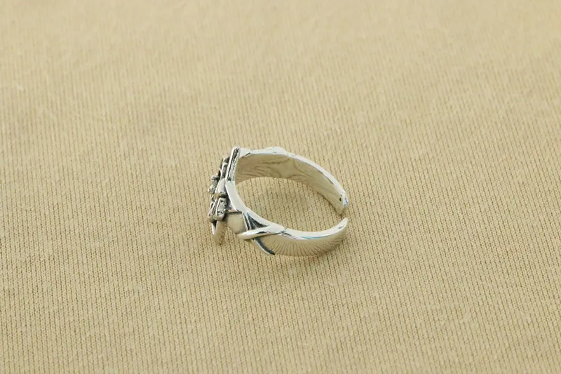 East Gate S925 Pure Silver Korean Edition Rose Five pointed Star Open Ring Vintage Thai Silver Couple Star Ring