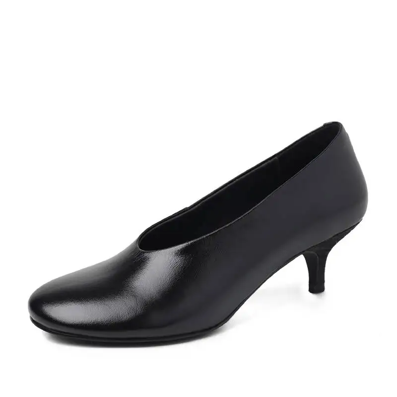 Dilalula 2026 Plus Size Real Leather Women's Single Shoes High Heels Round Toe Office Lady Comfort Leather Party Dress Shoes Red view 6