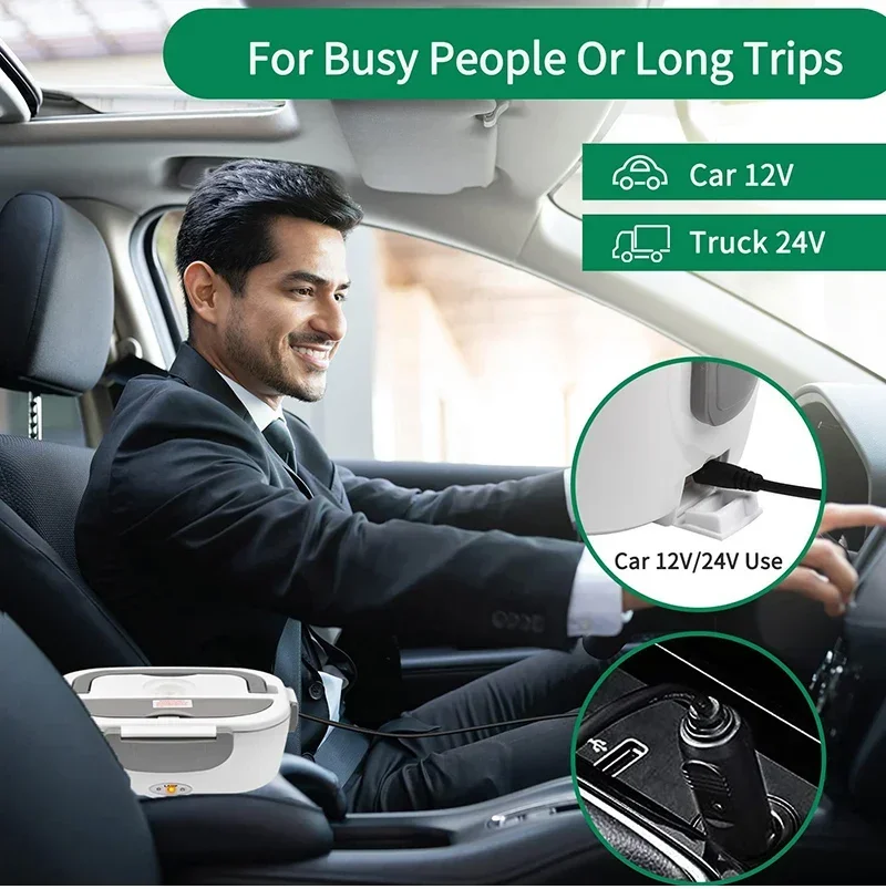 الفولاذ المقاوم للصدأ المحمولة صندوق غداء كهربي 12 فولت 24 فولت سيارة شاحنة جهاز تسخين الطعام ساخنة الحاويات 220 فولت 110 فولت مكتب العمل الاتحاد الأوروبي الولايات المتحدة التوصيل مجموعة