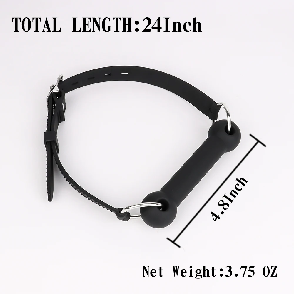 Mouth Plug Bone Gag for Adults Silicone Black Bondage Ball Gag Muzzles Restraints for SM Games