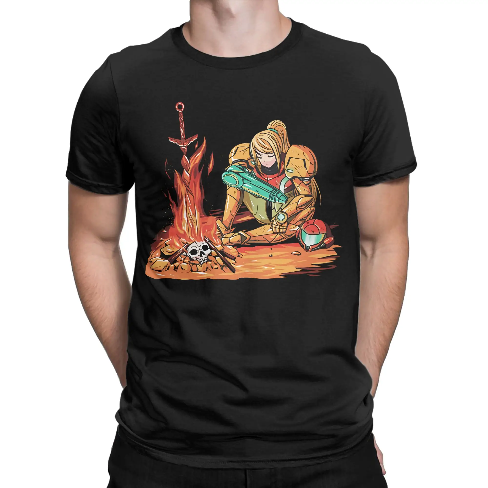 Men Women's T-Shirt Samus Metroids Hero Game Vintage Cotton Tee Shirt Short Sleeve  T Shirts Round Neck Clothes Gift Idea