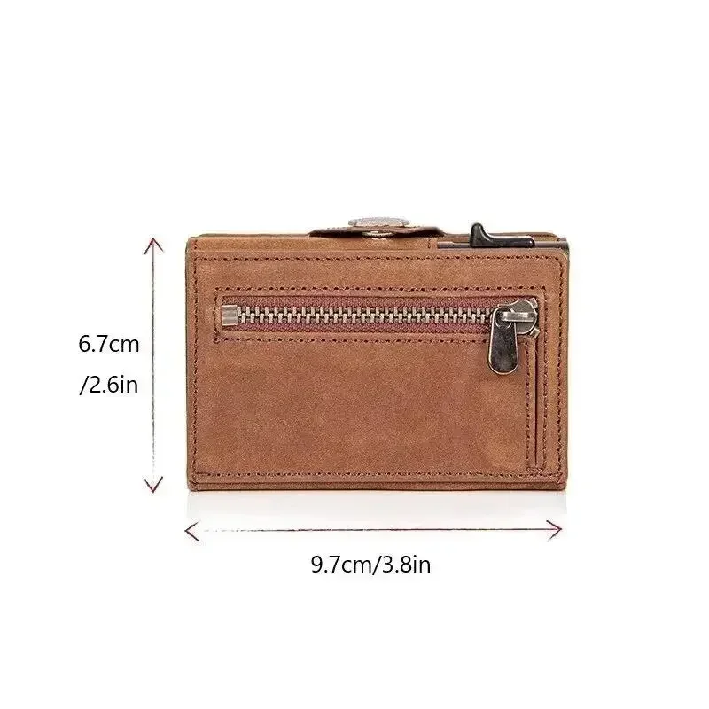 Men Purse Metal Leather Automatic Pop Up Box Purse Multi-card Position Large Capacity Card Clip Portable Moneyclipc