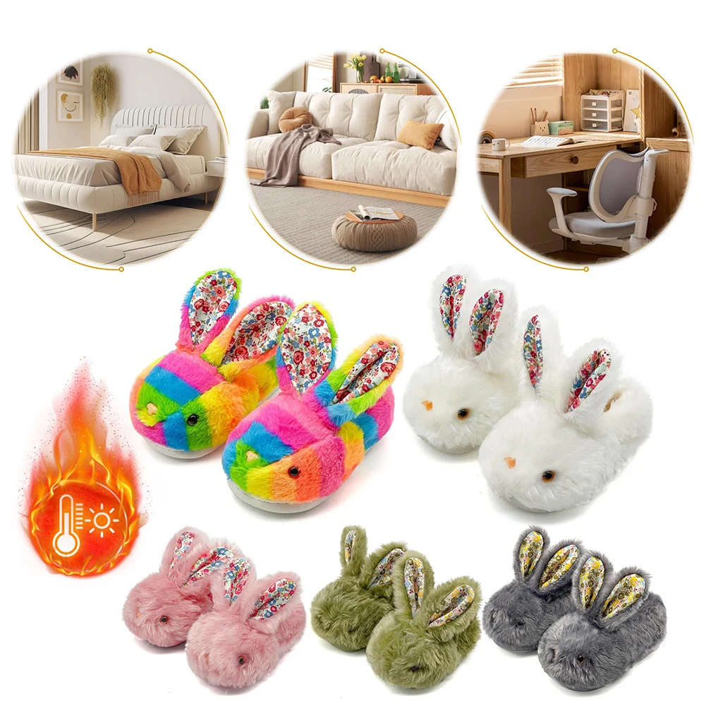 Warm Plush Rabbit Slippers for Women and Men NonSlip House Shoes Ideal for Indoor Cozy Winter Wear