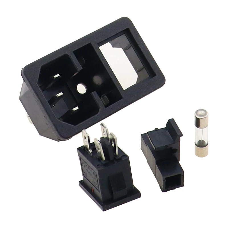 with 10A fuse ! Red Rocker Switch Fused IEC 320 C14 Inlet Power Socket Fuse Switch Connector Plug Connector