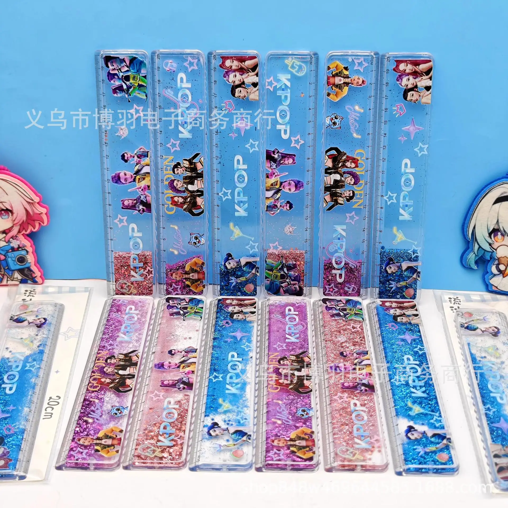 Cute Kulomi The New Trendy Quicksand Ruler Is Sweet and Oiling Ruler Melody Gift Student Exam Grid Ruler