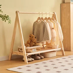 Kids Solid Wood Folding Clothes Rack Simplistic Design Effective Coat Hanging Solution with Landing Rod Adaptable Use Stylish