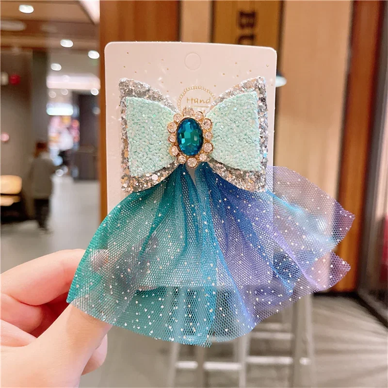 Charmsmic Frozen Wonderland Hair Clips For Young Girls Tulle Net Lovely Princess Hairgrips Hairpins Hair Accessories