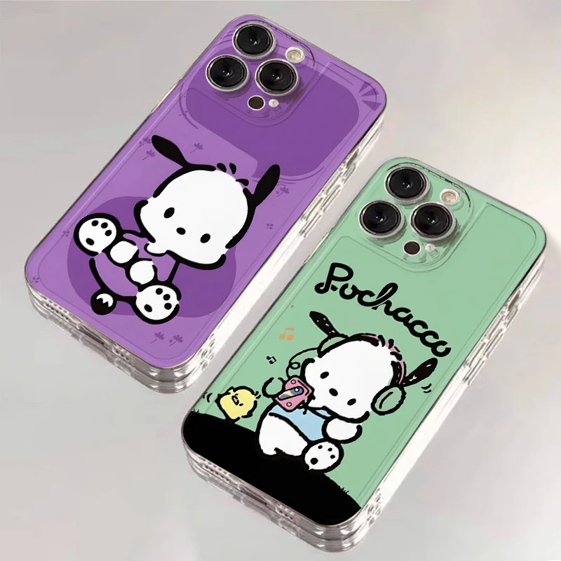 Funda para iPhone 7 8 17 Air XR 16e 12 Mini 16 15 14 Plus 13 12 11 Pro MAX funda de teléfono suave Sanrio lindo Pochacco