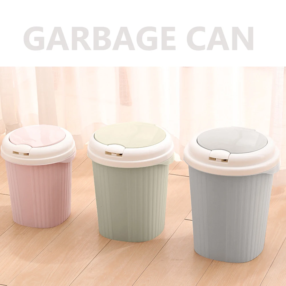 

Pink PP Lidded Push Type Trash Can for Kitchen Home Office Paper Basket Garbage Container Non Slip Thickened Base