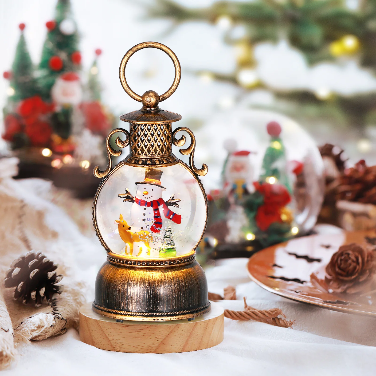 

Christmas Music Box Decorations Indoor Decorate Snow Globes Plastic Snowman Musical Child Lanterns