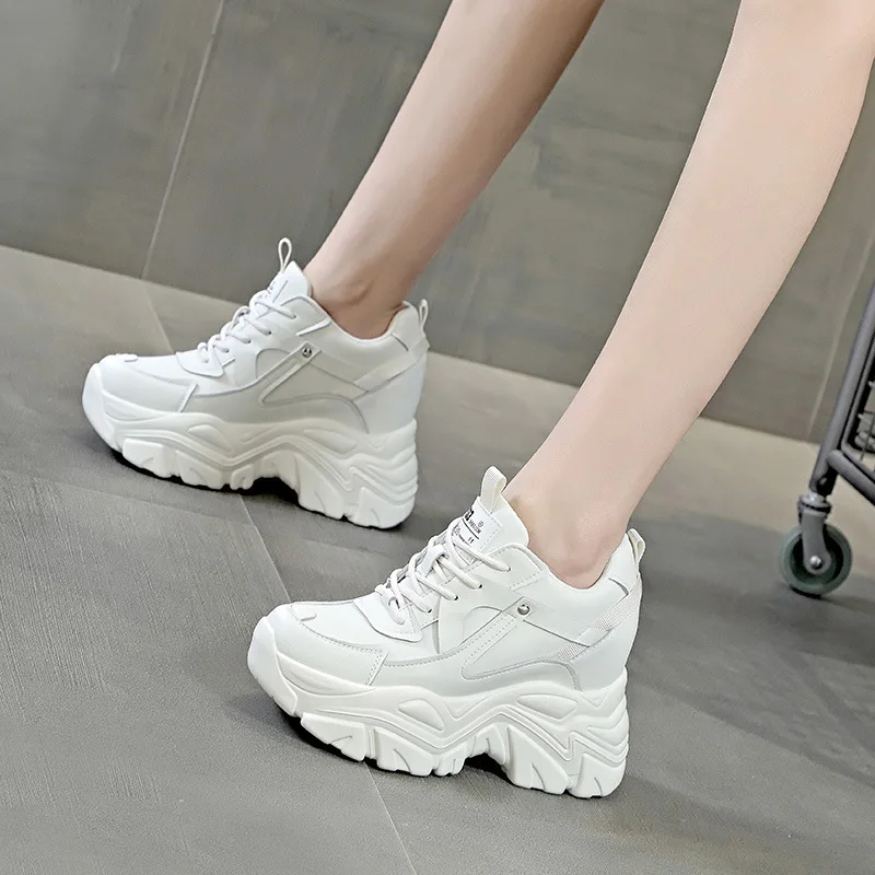 

2026 Spring And Autumn New Arrival Women Shoes Muffin Thick Sole Hidden Wedge Lace Up Dad Shoes Casual Sports Single Shoes New