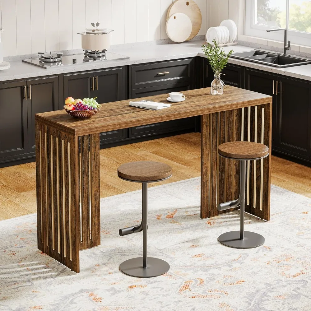 Bar Table, 63-Inch Counter Height Pub Table, Industrial Bar Height Table, Rectangular High Top Kitchen & Dining Counter Tables