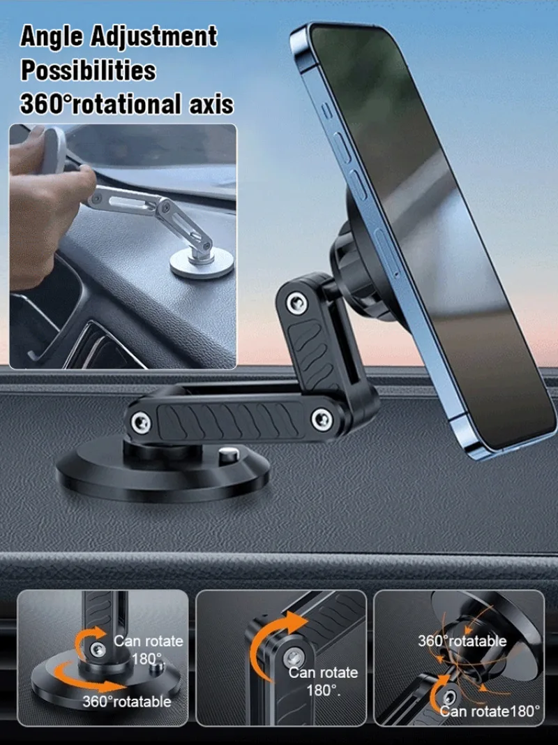 Magnetic car phone holder up and down adjustment left right rotation folding super strong suction car guide Navigation bracket