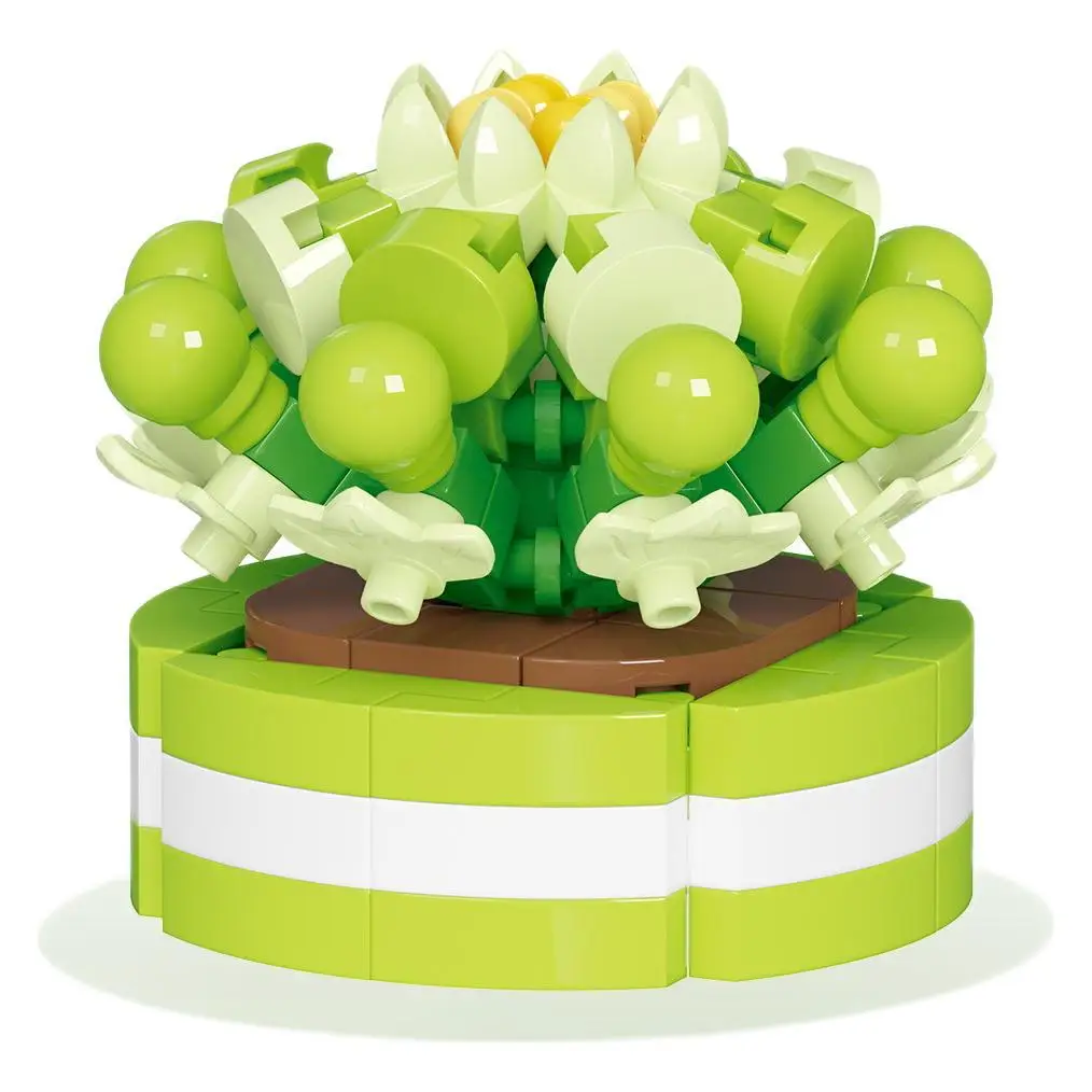 New Bouquet Bonsai Building Blocks Miniature Romantic Rose Sunflower Bricks DIY Potted Model Toy Children\'s Birthday Gift
