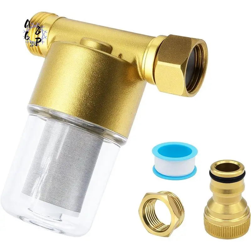 A68P-40-Micron Reusable Brass Inline Sediment Filter - Universal Fit For Washing Machine, Shower, Garden Hose & Well Water