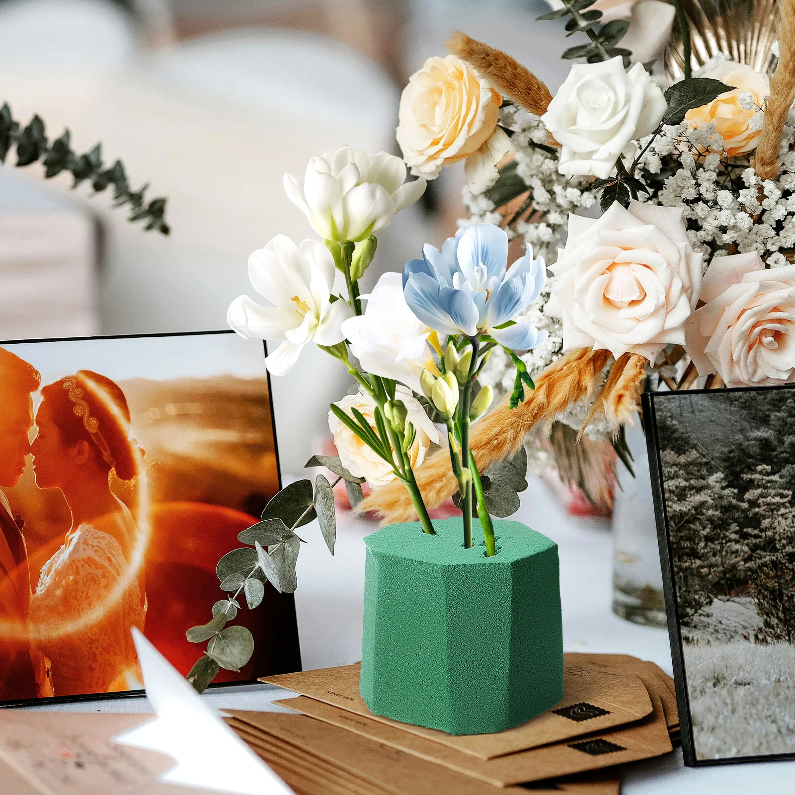 

12 Pcs Rectangle Floral Phenolic Resin Dried Wet Foam Blocks High Absorbency Stable Support Safe Materials Reusable Flower
