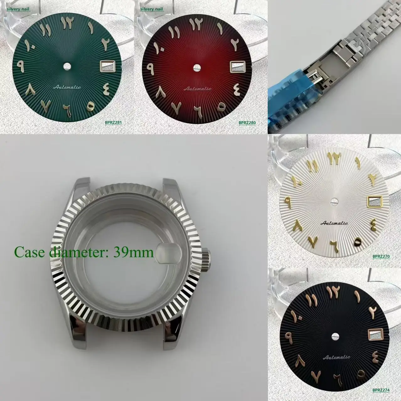 Hot selling 28.5mm green Date Time numerals s logo Arabic dial no Luminous s dial Suitable nh dial 35 movement watch accessories