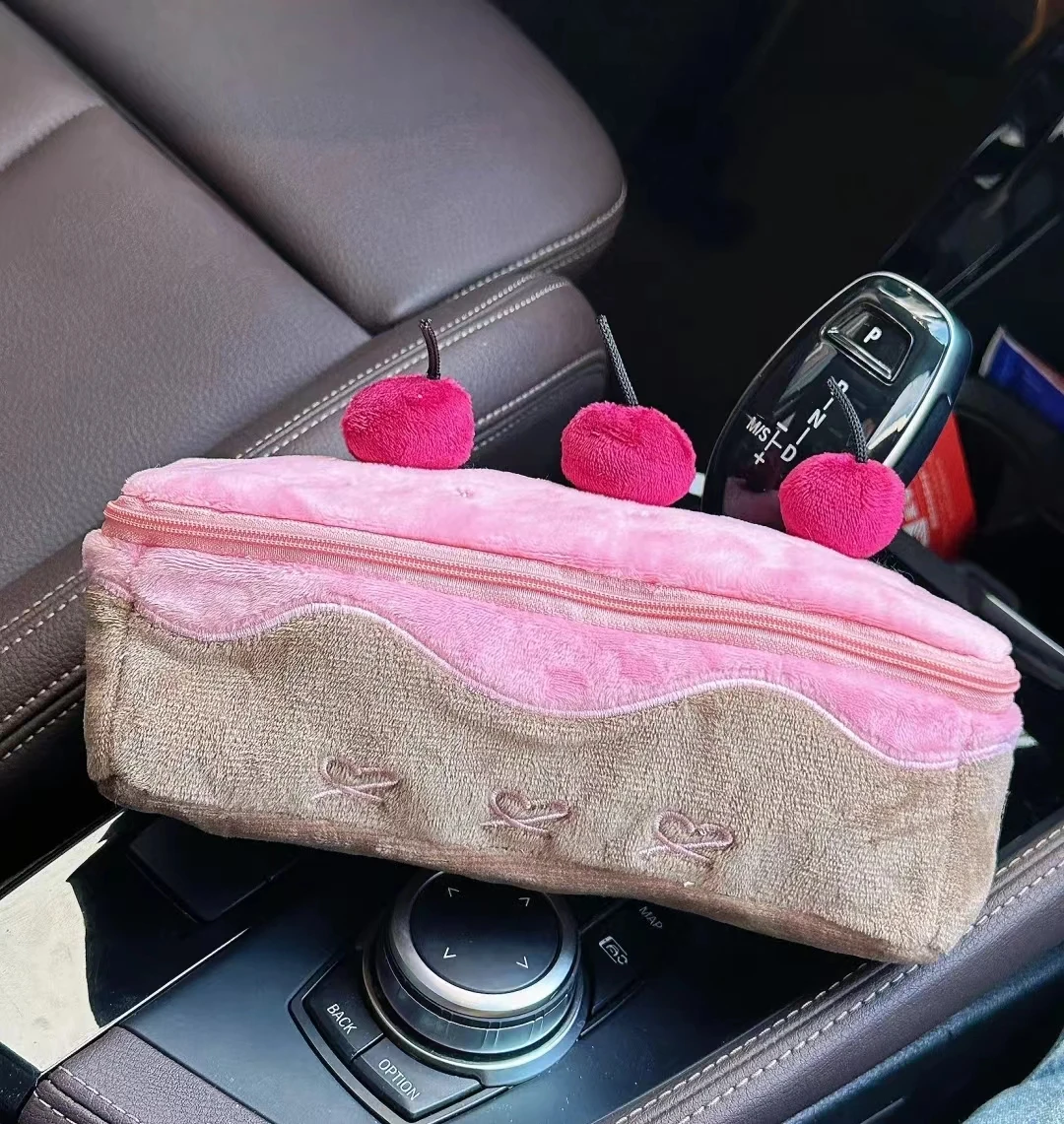 Cute Plush Strawberry Cake Pen Bag Cherry Large Capacity Pencil case Advanced Stationery Bag Korean Stationery Pencil Pouch Gift