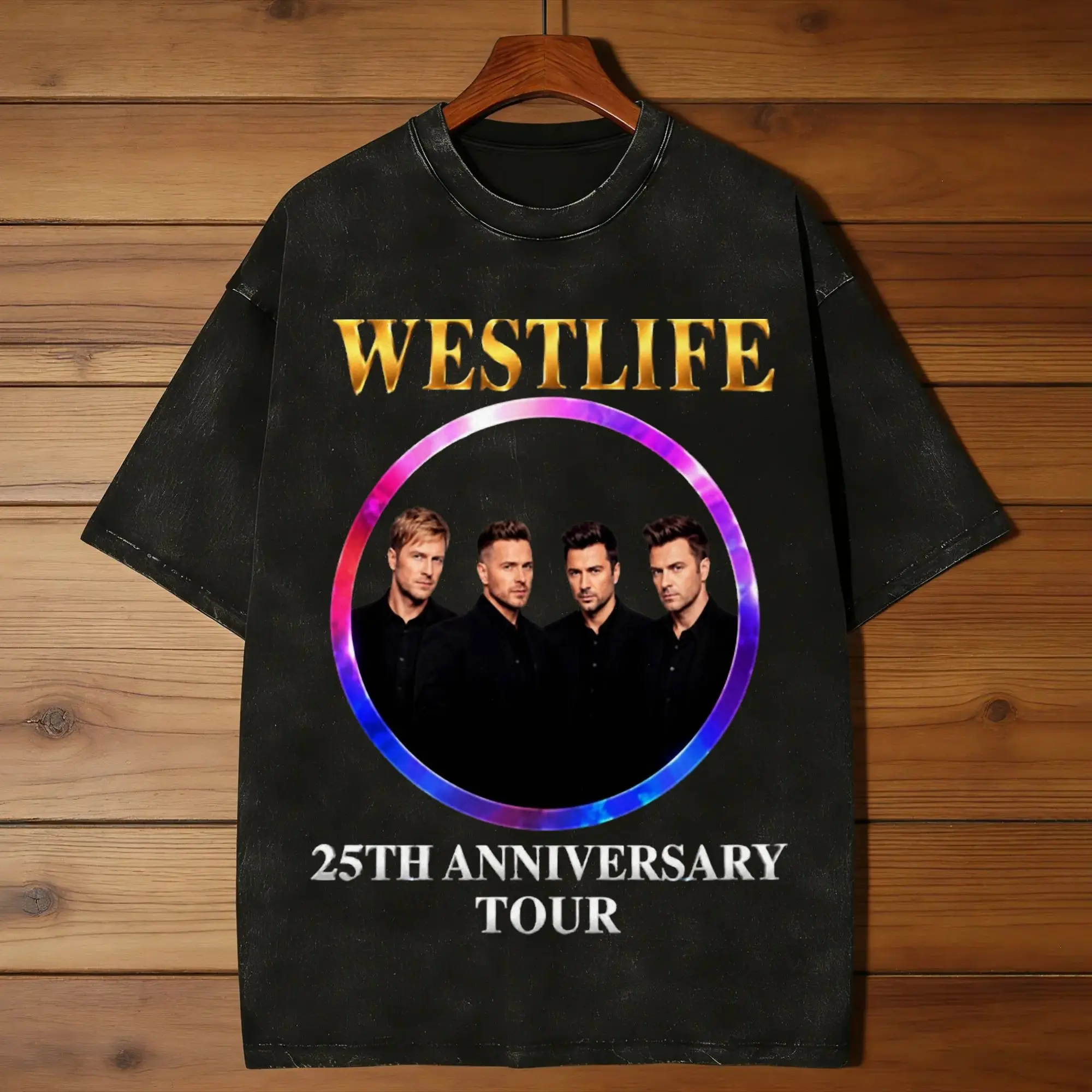 Men T-Shirt Westlife 25th Anniversary Tour 2026 Washed T-Shirts Trendy Cool  Summer Tees Y2K Fun Loose Cotton Clothing Gift Idea