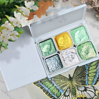 6-Color Pearl Watercolor Paint Set - Vibrant Solid Paint Blocks for Chinese Painting, Thangka, Calligraphy and Color Art