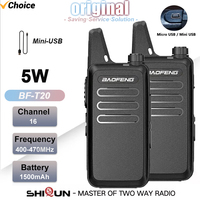 2PCS Mini Walkie Talkie Baofeng BF-T20 1PCS PortableTwo Way Radio Charging USB For BF-C9 BF-888S KD-C1 for Station Hotel Hunting