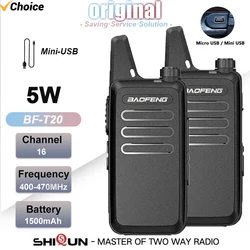 2PCS Mini Walkie Talkie Baofeng BF-T20 1PCS PortableTwo Way Radio Charging USB For BF-C9 BF-888S KD-C1 for Station Hotel Hunting