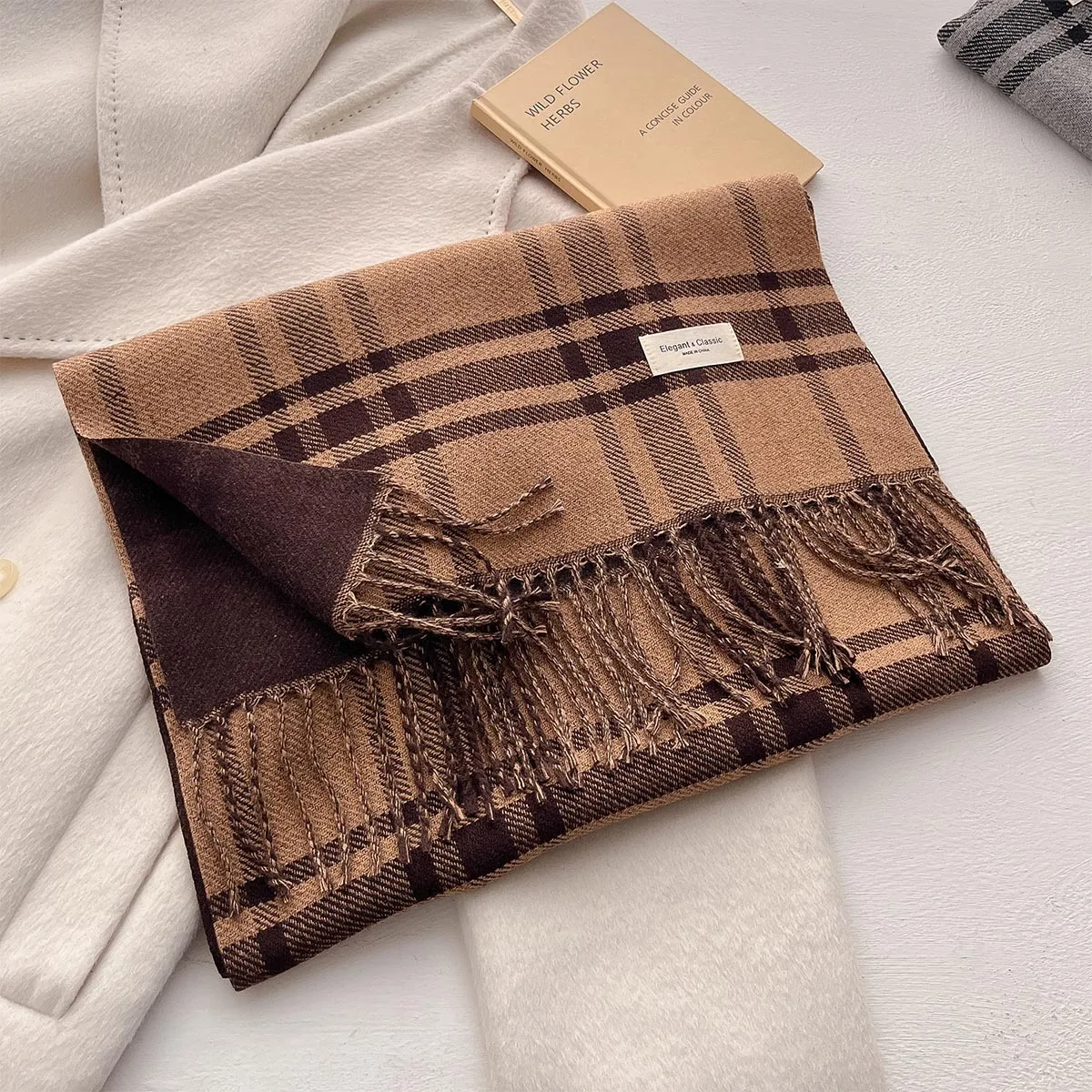 New Women Winter Designer Scarf Luxury Fashion Warm Long Scarves Tassel Shawl Cashmere Imitation Home Wraps for Men Accessories