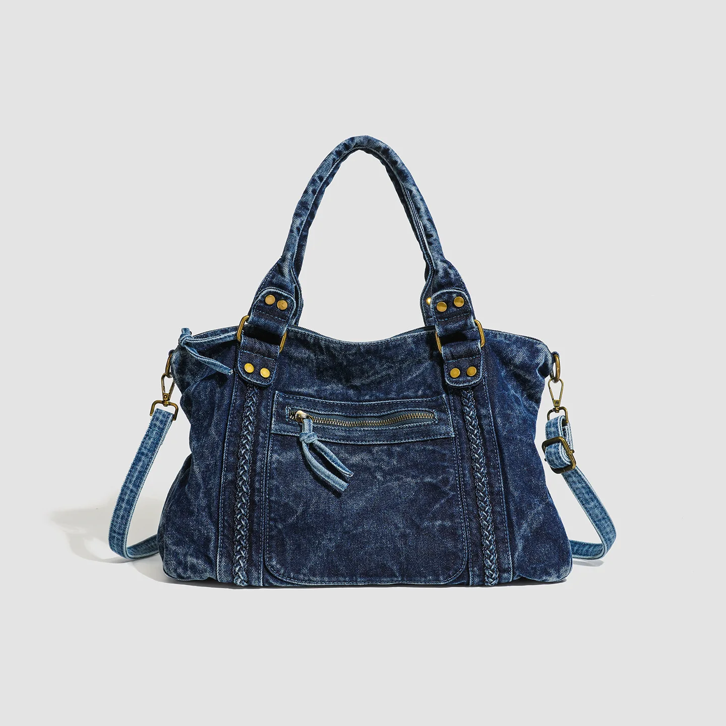 

Luxury Denim Tote Women Bag NEW Large Capacity Shoulder Bags for Women Washed Canvas Handbags Y2K Retro Shopper Purses Clutch