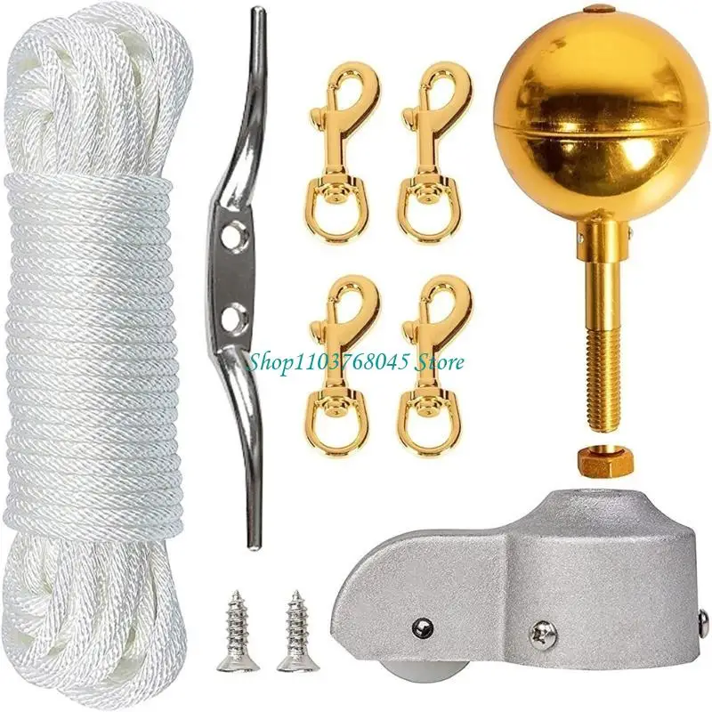 R53F Universal Flag Mounting Solution With 1.6-2Inch Poles & Ergonomic Pulley Design