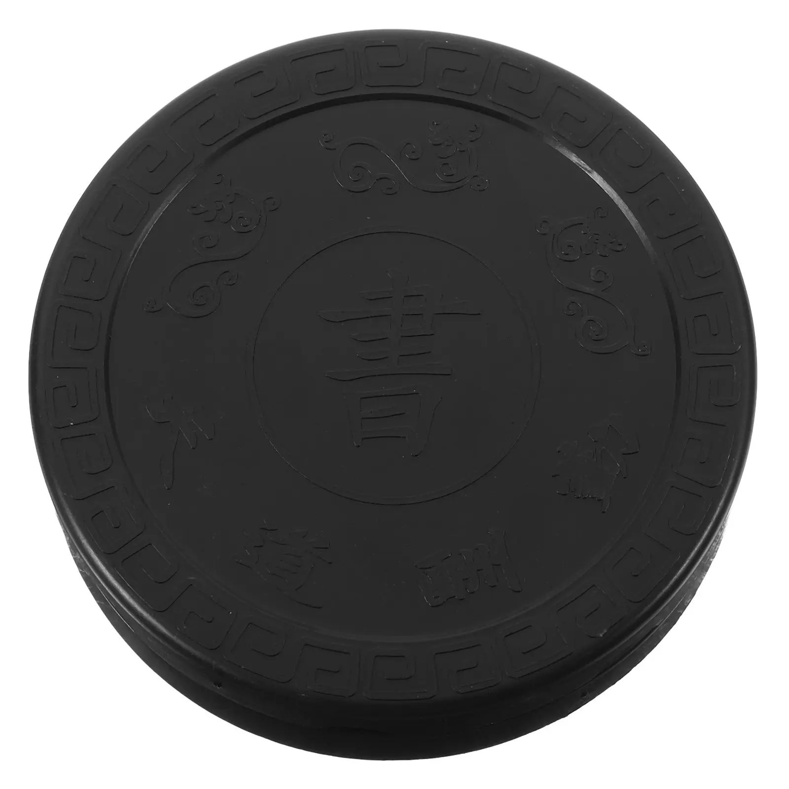 Calligraphy Tai Shape Plastic Round Inkslab with Lid Smooth Surface Ink Grinding Stone for Painting Accessories