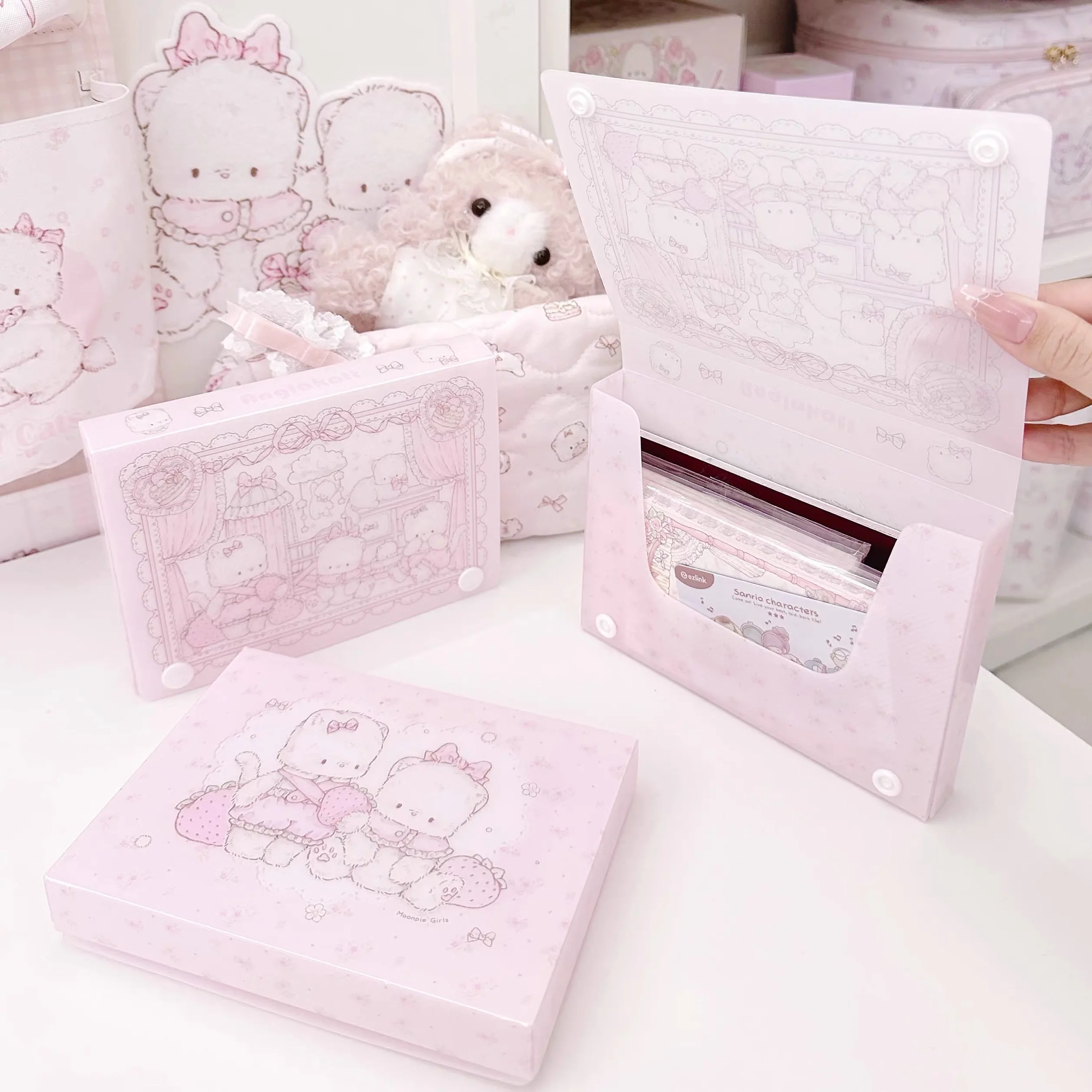 Portable A6 Durable PP Material Zipper Pink Cartoon, Transparent File Storage Box, Suitable for Daily Use in Offices and Schools