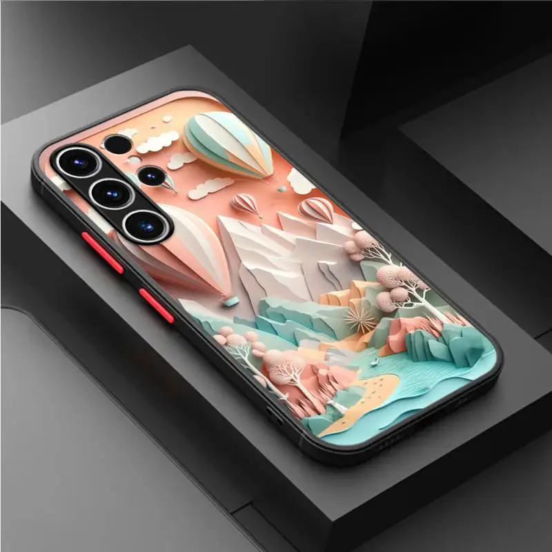 Landscape Creative Balloons Matte Case For Samsung Galaxy S24 S22 S23 S20 S21 FE S10 Plus Capa Note 20 Ultra 10 Phone Fundas