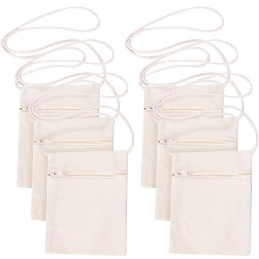 Kids' Blank Canvas Crossbody Bags — 6 Pack