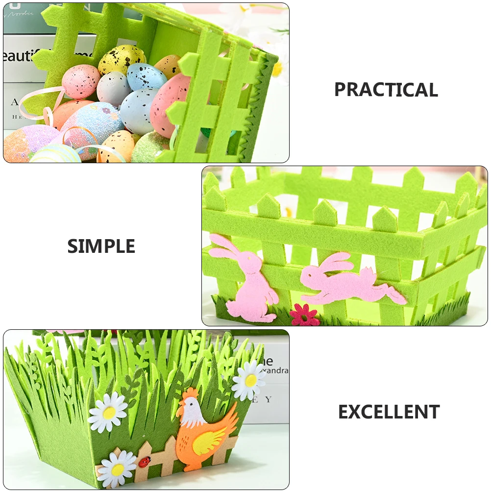 

2 Pcs Fabric Easter Egg Basket Non Woven Storage Collection Baskets Hampers Eggs